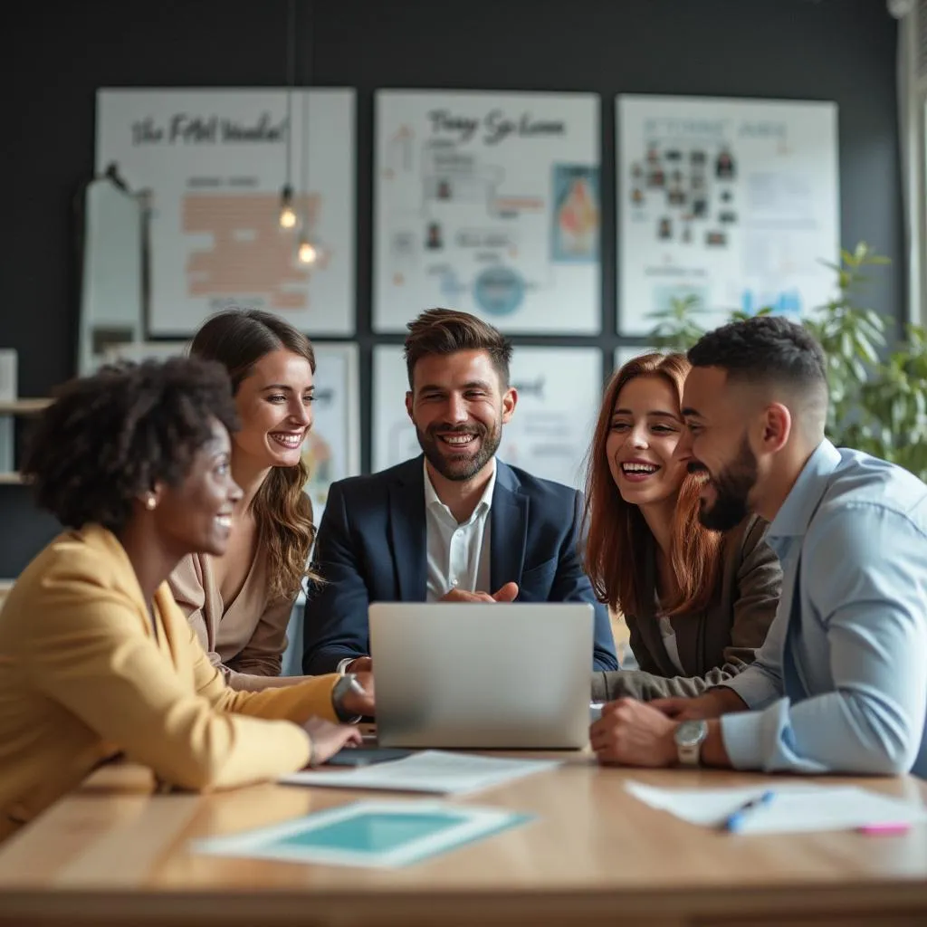 Equipo de ventas celebrando un cierre exitoso